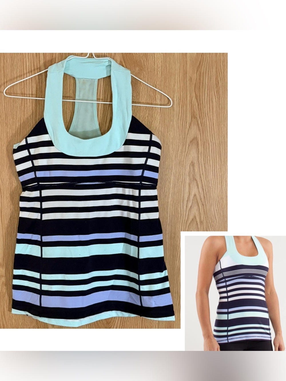 lululemon athletica Scoop Neck Striped Racerback Tank in Blue, Aqua & Lavender